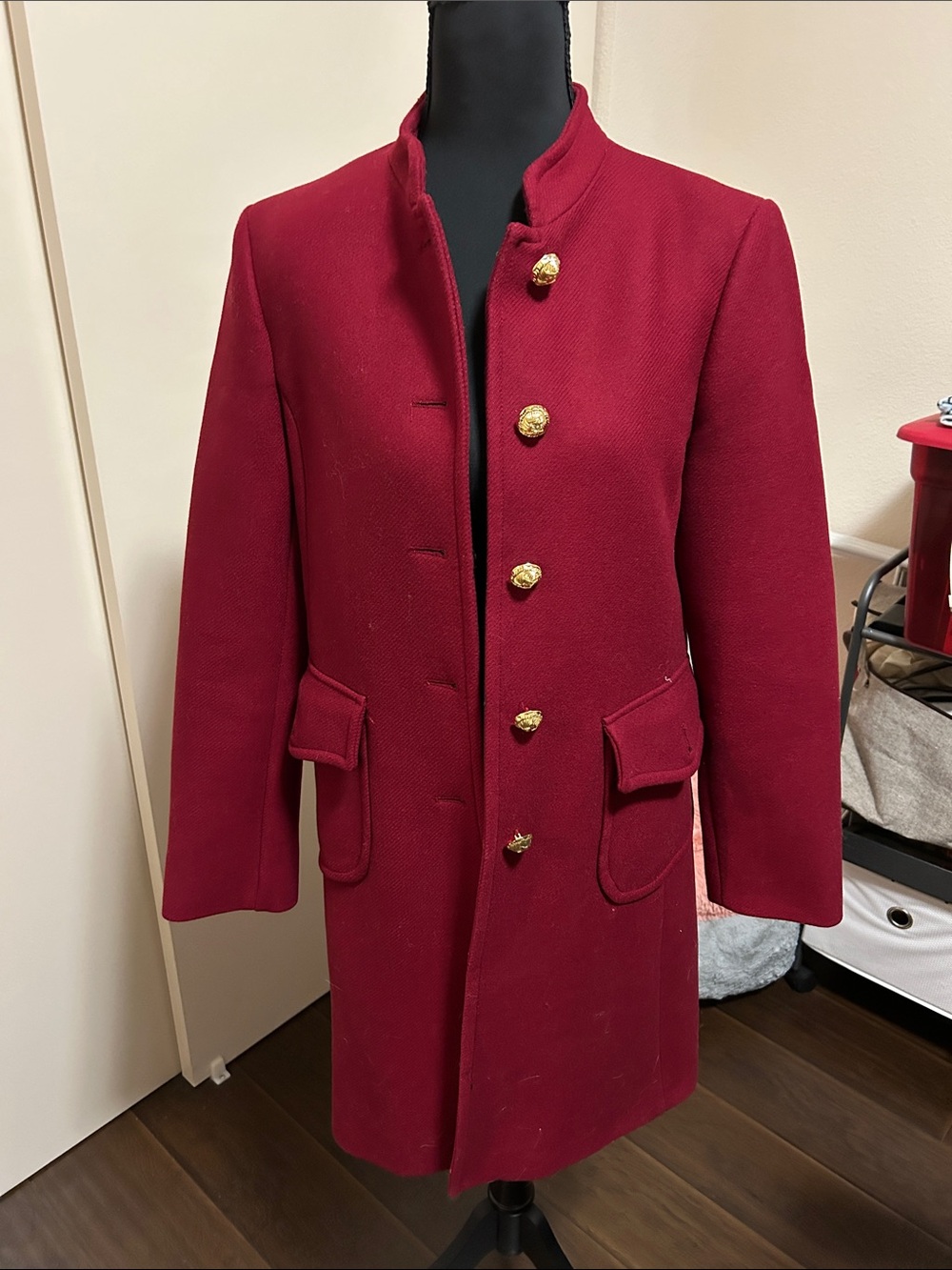 Zara Dark Red / Burgundy Italian Manteco Wool Blend Coat XS - NEW